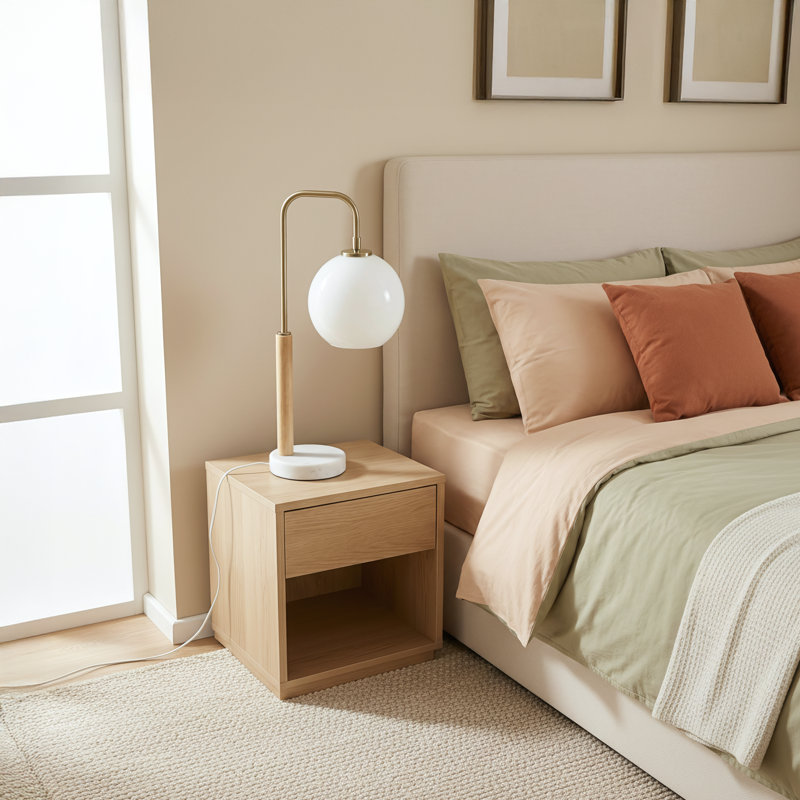 Modern Bedside Table Lamp with Marble Base