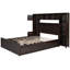 Lit grand format avec finition en bois et installations de rangement - Armoire solide, prise de tablette
