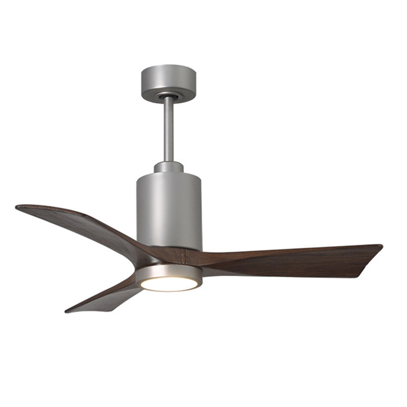 Patricia LED Downrod Ceiling Fan, 42", Brushed Nickel, Walnut Tone