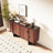 63 Inch Walnut Sintered Stone Storage Sideboard with Drawers