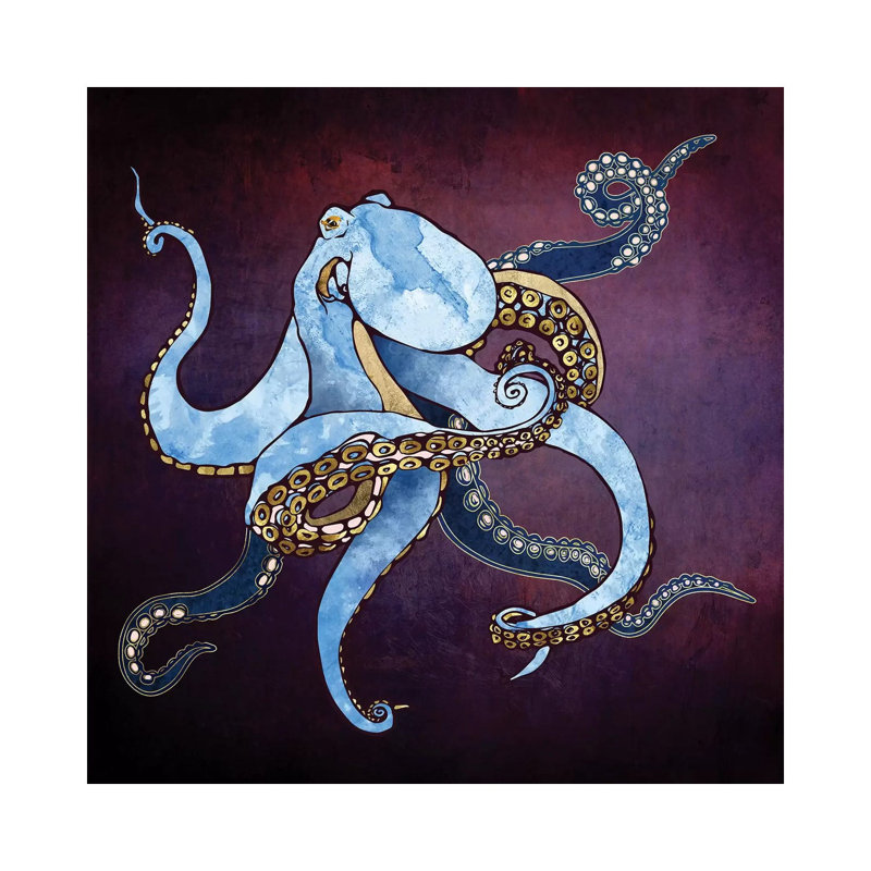 Metallic Octopus Iii - Print on Canvas, No Framed, 93.98 cm H x 93.98 cm W x 1.91 cm D