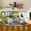 Ventilateurs de plafond 52 pouces tropicaux avec lumière et télécommande, ventilateur à 5 pales écoénergétiques pour l'extérieur, l'intérieur - brun