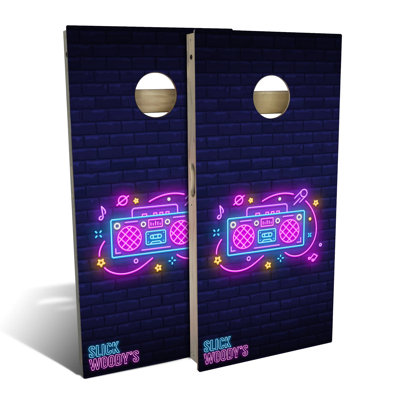 80s Boombox Cornhole Board Set | Includes (2) Boards, (8) Bags & Optional Accessories