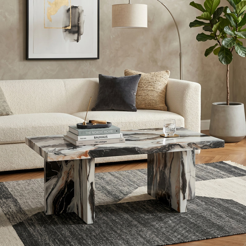 Table basse Breunig, Off-White Faux Marble