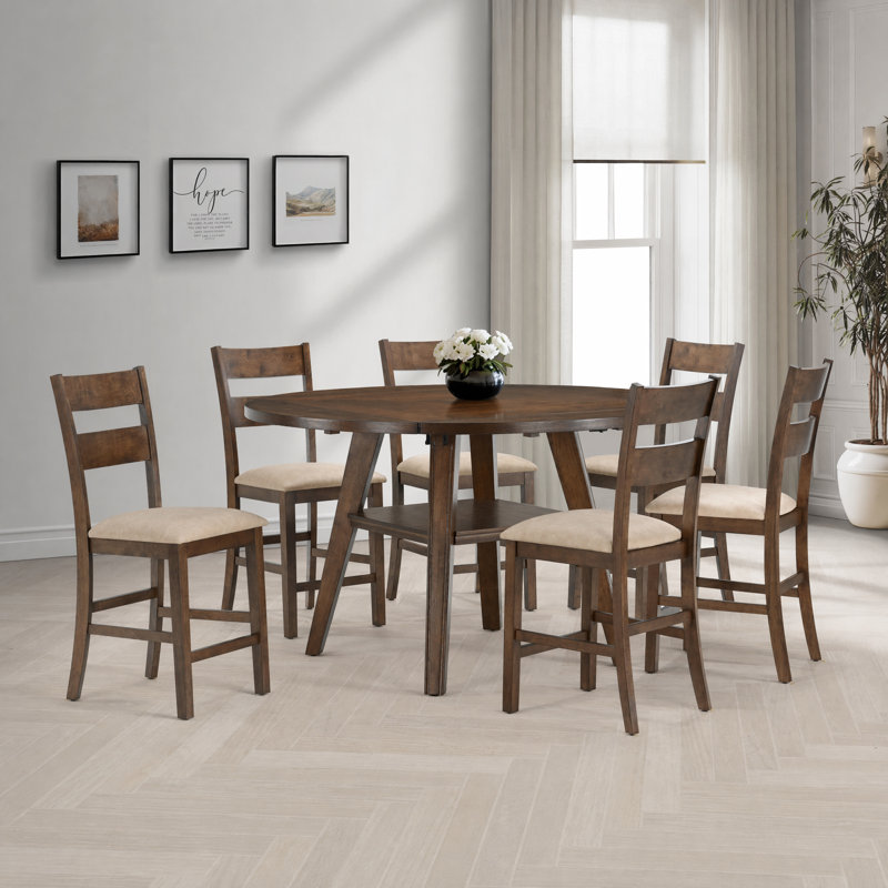 Ensemble de table de salle à manger à hauteur de comptoir extensible Horizon avec chaises rembourrées (7 pièces)