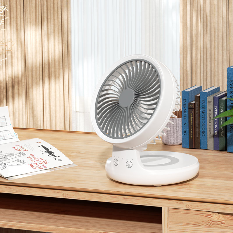 Bring Home Furniture Home and Kitchen 10" USB Desktop Fan Rechargeable Foldable Wall-Mounted Cooling Fan with LED Night Light and 4-Speed Adjustable Airflow