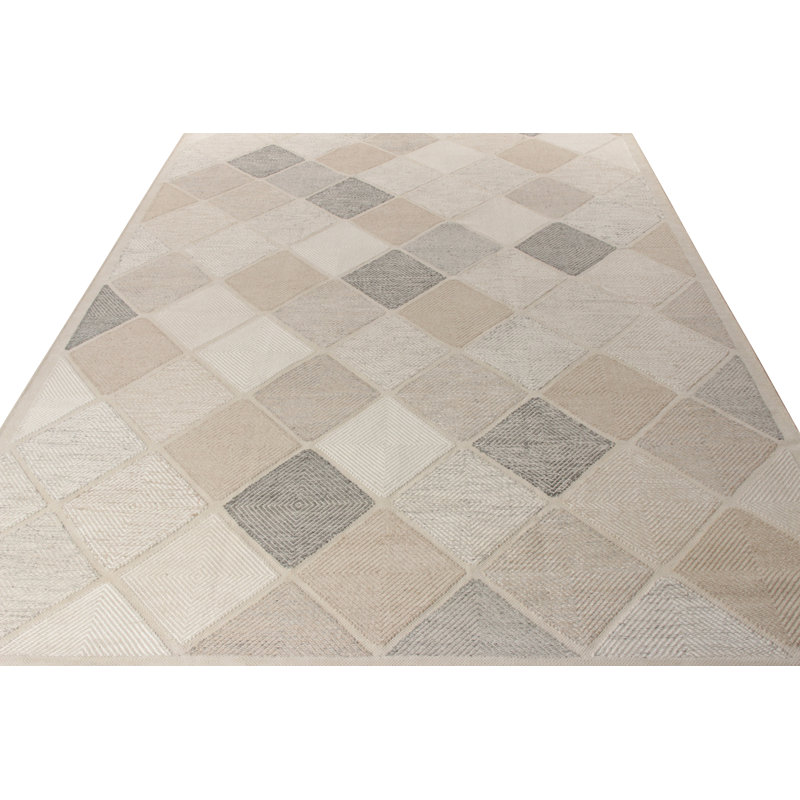 Scandinavian Wool Geometric Area Rug, Rectangle 5' x 7'