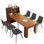 Table de salle à manger pliante 7 pièces multifonctionnelle avec rangement latéral pouvant accueillir 6 à 8 personnes et offrant une conception compacte 2 en 1 avec portes coulissantes en verre, idéales pour les cuisines et les salons-1268138753-1268138755