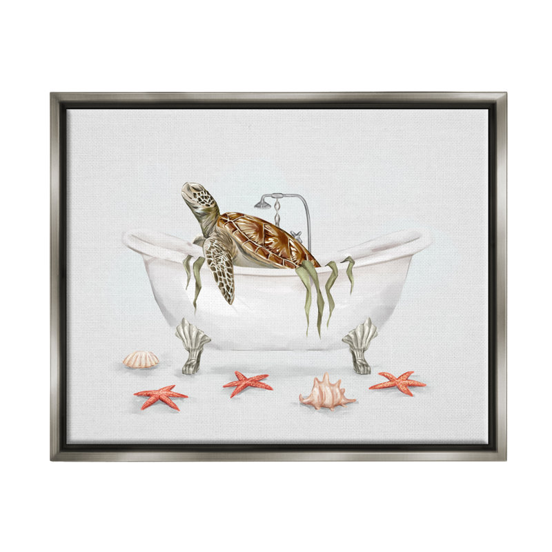«Turtle Bathaign Sea Life Seaweed» par Ziwei Li, impression, H 13 po x l 19 po x P 0,5 po, Mdf