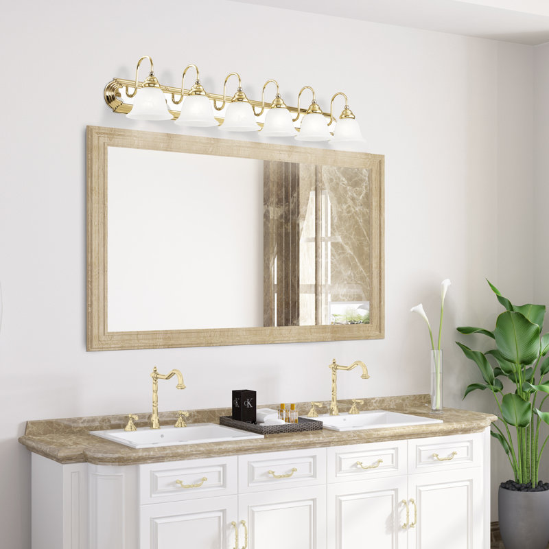 Belmont 6 - Light Dimmable Vanity Light, Polished Brass/Chrome Accents