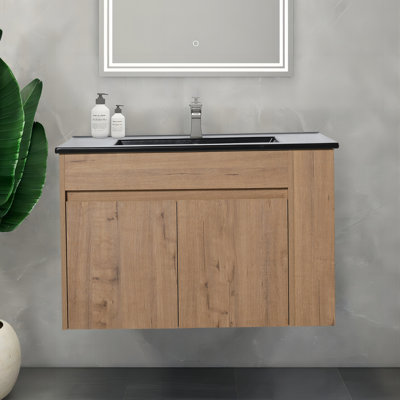 Ensemble de meuble-lavabo mural simple 30 po avec plateau en céramique Ayra