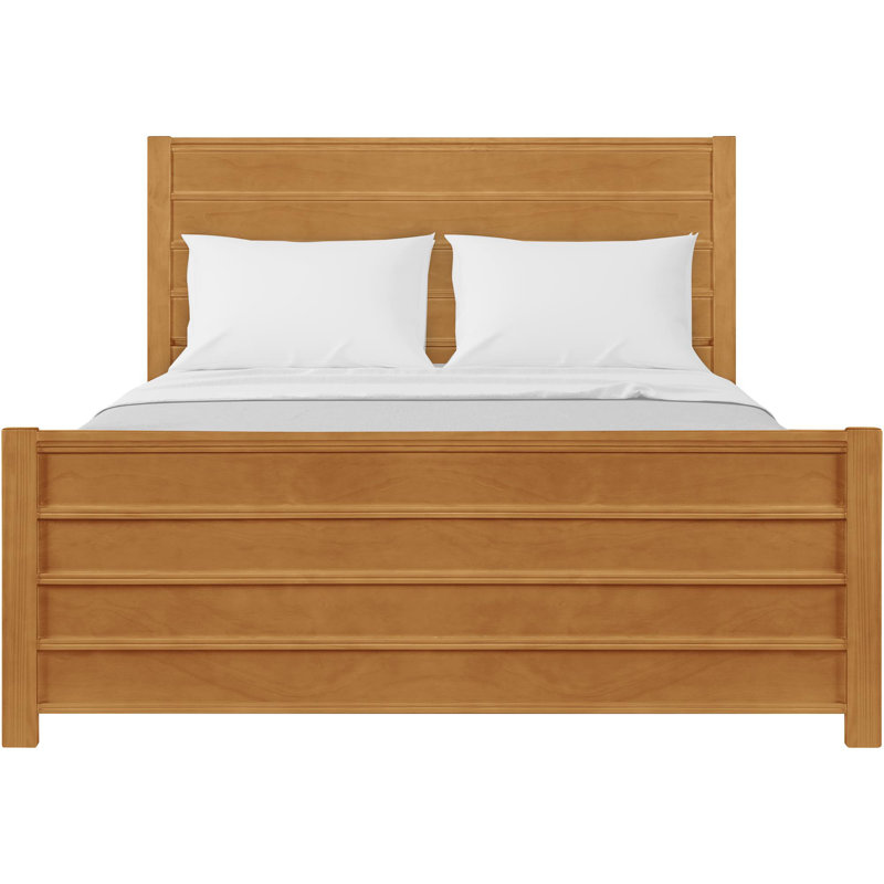 Caroline Platform Bed with Paneled Headboard and Footboard, Oak, Queen