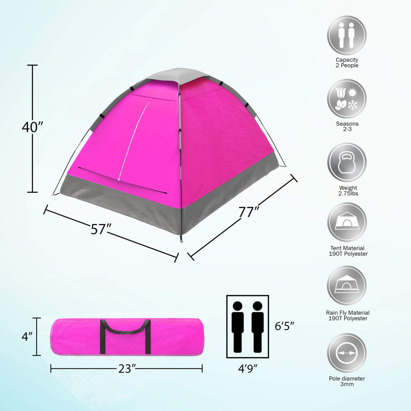 Pink and Gray Four Season Dome Camping Tent with Carry Bag