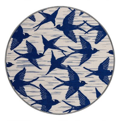 Tapis lavable bleu et blanc à hirondelle
