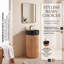 Meuble-lavabo de salle de bain autoportant l 16 po x P 16 po x H 34 po à grain de bois naturel avec vasque ronde-132449017