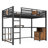 Full Loft Bed With Desk And Non-Woven Fabric Drawers, Metal Loft Bed Frame