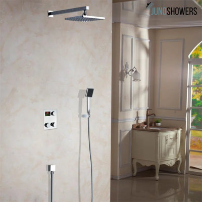 Juno 20"Digital Display Rain Shower Head Set with Handheld Shower