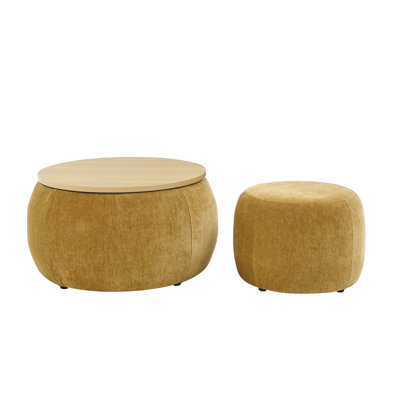Burditt Round Fabric Upholstered Storage Ottoman