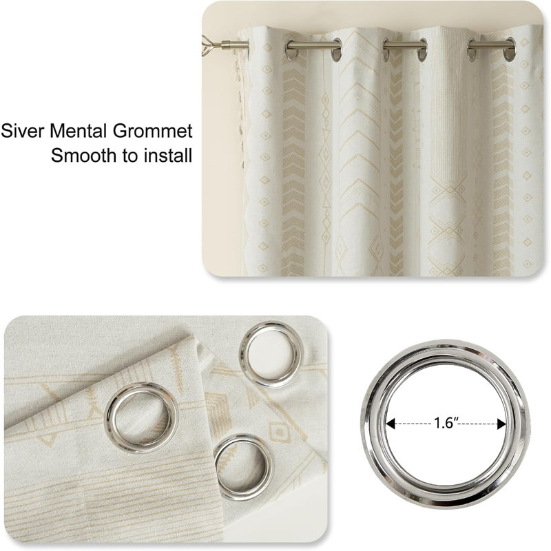 Rideaux Boho 100% occultant crème beige