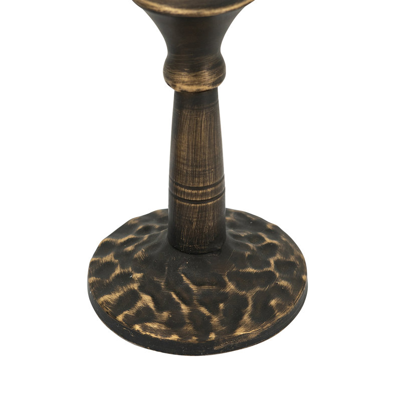 3.5x3.5x11" Sculptural Black Iron Candle Holder, 11.2" H x 3.5" W x 3.5" D