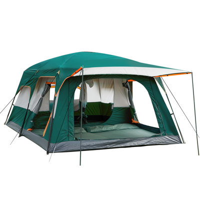 Extra Large Tent 10-12-14 Person(B),Family Cabin Tents,2 Rooms,3 Doors And 3 Windows With Mesh,Straight Wall,Waterproof,Double Layer,Big Tent For Outdoor,Picnic,Camping,Family Gathering