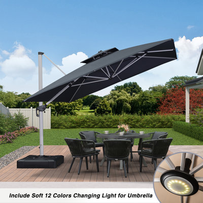 Parasol en porte-à-faux 132 "avec base et doux 12 couleurs pour parasol Casein