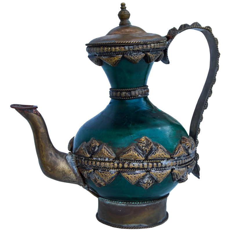 Vase de table intérieur / extérieur vert / laiton 6,75 po
