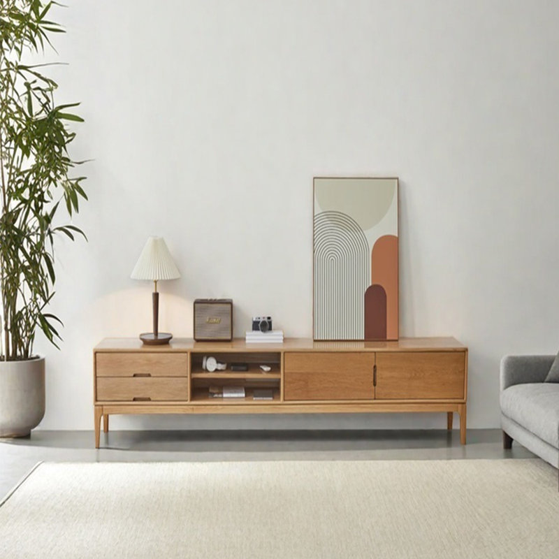 Meuble télé en bois massif, 62.99"