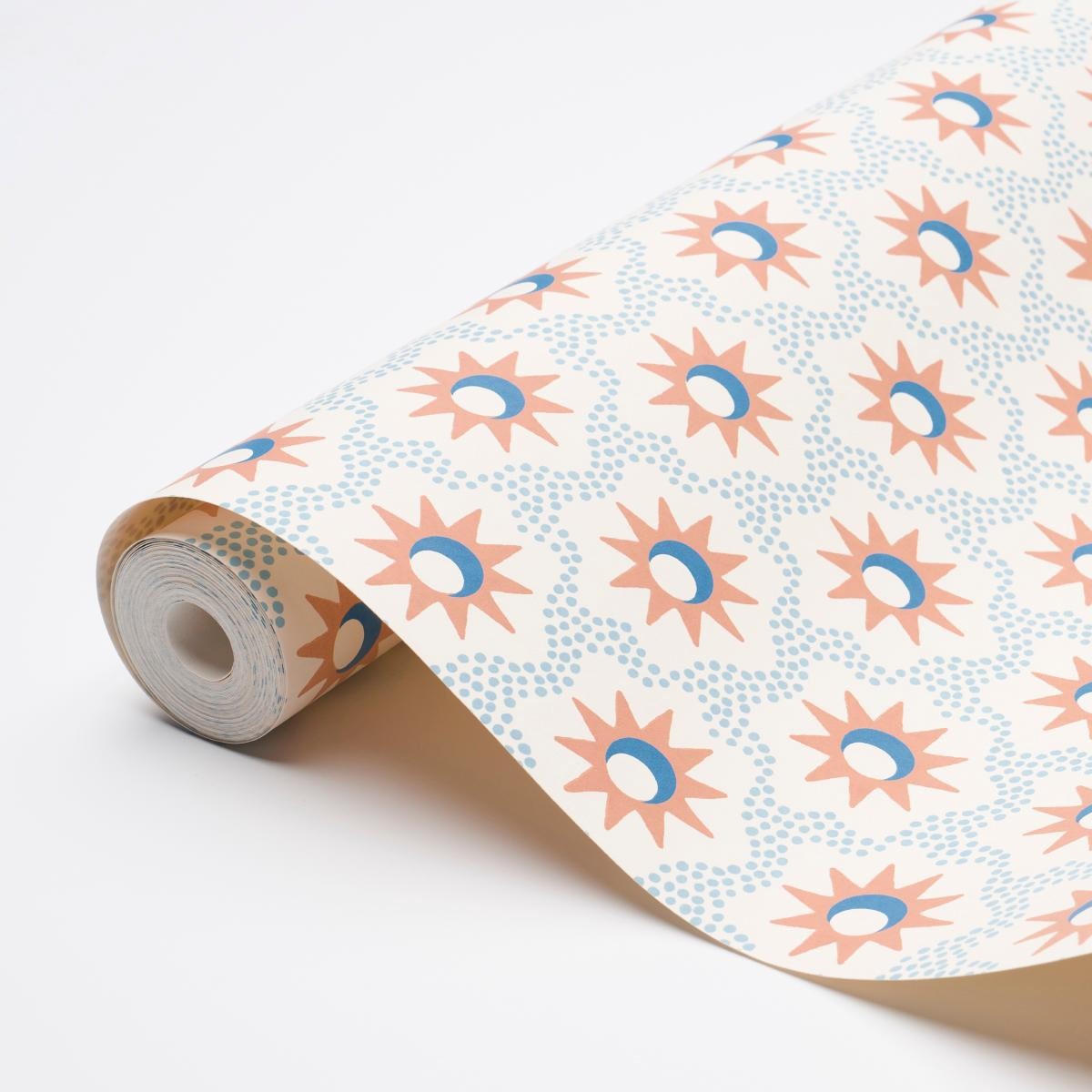 Schumacher Lucie Wallpaper Roll, Clay/Blue