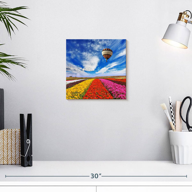 Alvord Balloon Over Flower Field, 10" H x 10" W