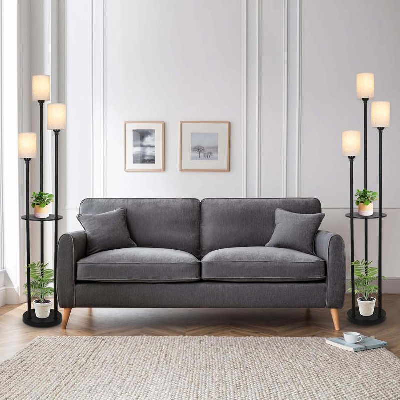 Lampe sur pied avec tablettes