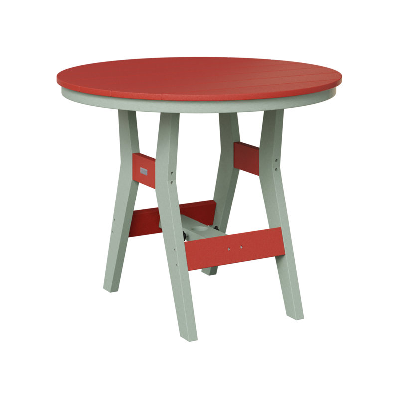 Table ronde à hauteur de comptoir de 38 po Berlin Gardens Harbor, Rouge écarlate, Écume de mer, écume de mer