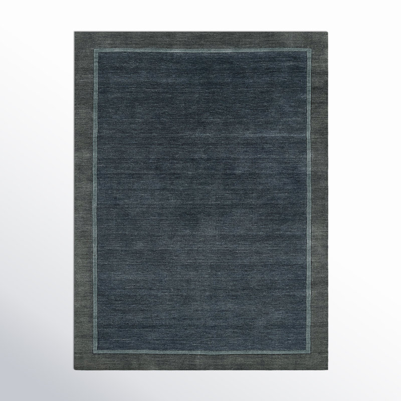 Tapis bleu / gris en laine touffeté à la main Beckton, Rectangle 9 pi x 12 pi