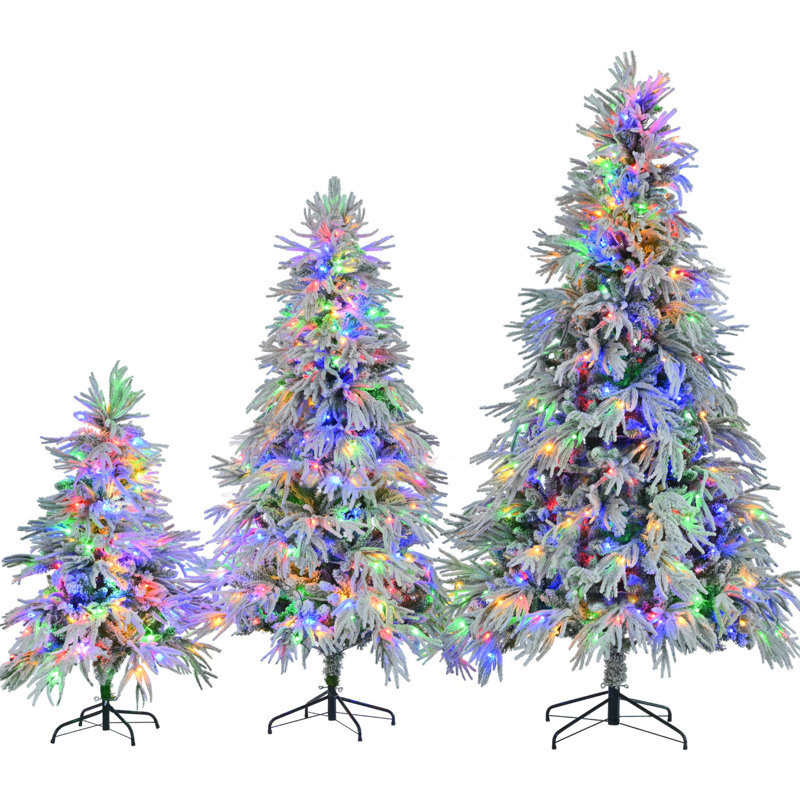 Arbre de Noël articulé artificiel - 4 pi, 6 pi, 7,5 pi avec 800 lumières chaudes, 8 façons clignotantes pour une atmosphère joyeuse et colorée