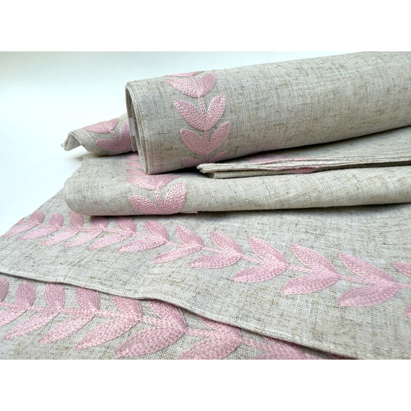  Truesdale Floral Rectangular Table Runner, 90" L x 15" W, Beige/Pink