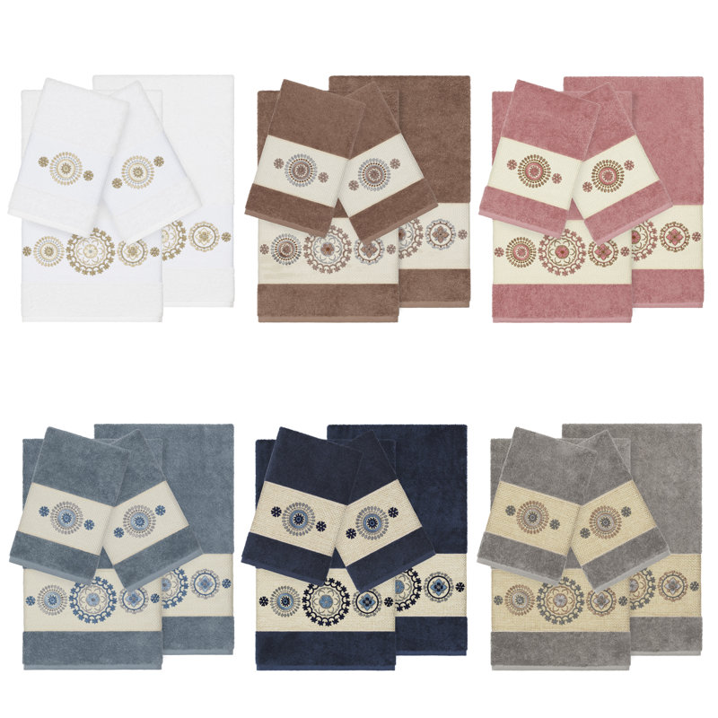 Ensemble de serviettes en coton turc 4 pièces Isabelle, Bleu minuit, 4 Piece Towel Set