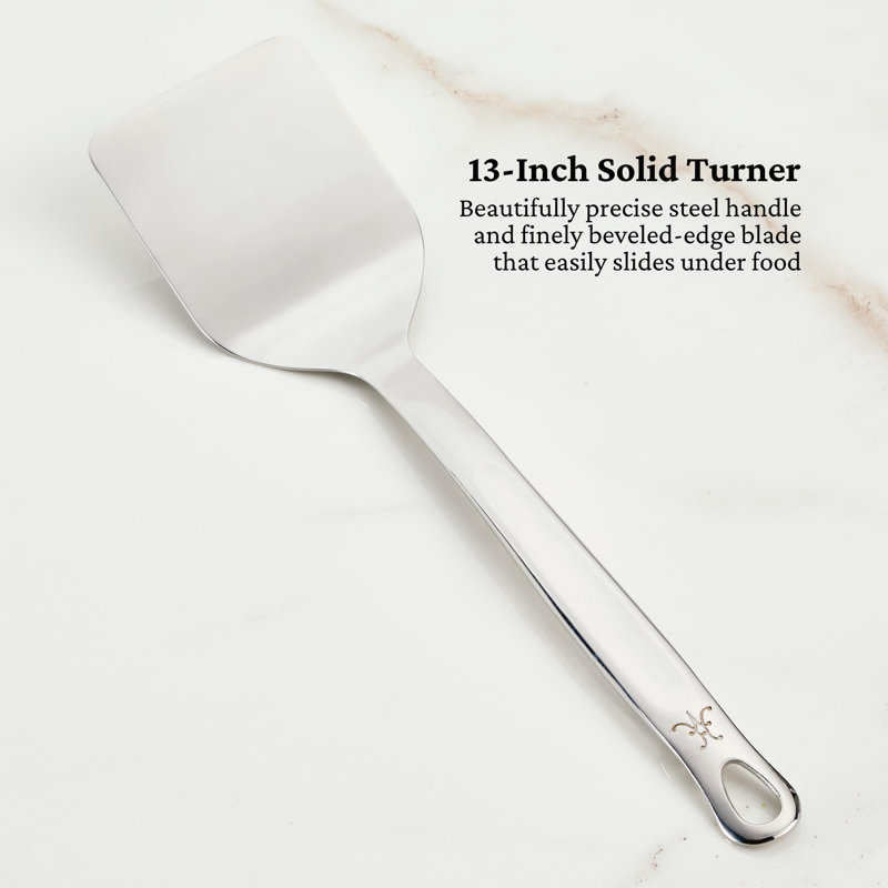 Hestan Provisions 5Pc Essential Tool Set: Stainless Steel Solid Spoon, Ladle, Pasta Fork, Turner/Spatula, Fish Spatula