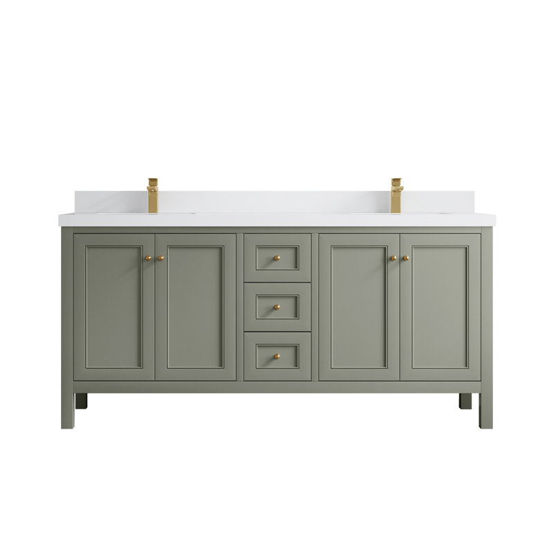 Nashville X P 22 po D Meuble-lavabo double avec 2 po Quartz blanc, Vert