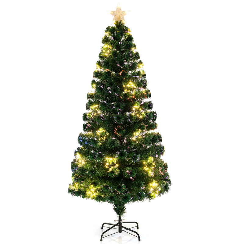 6 pi Arbre de Noël en fibre optique avec étoile lumineuse, 6'
