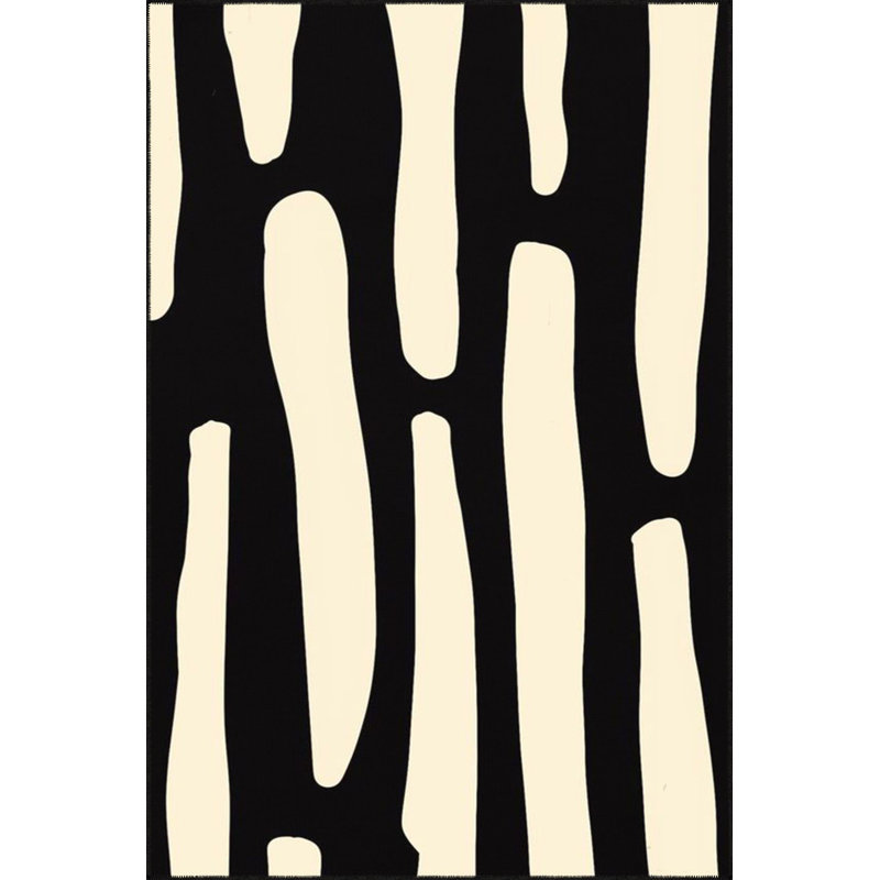 Tapis noir lavable à motif tissé moderne, Sous-tapis rectangulaire de 3 pi 3 po x 4 pi 11 po