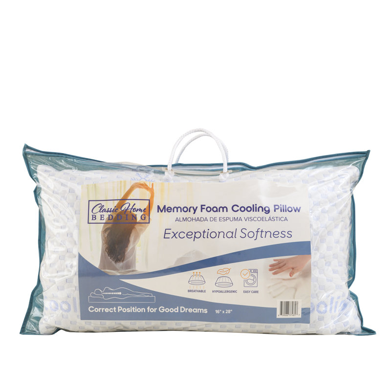 Wiltsie 1pc Cooling Memory Foam Plush Support Pillow, Standard Pillow: 28" x 16"