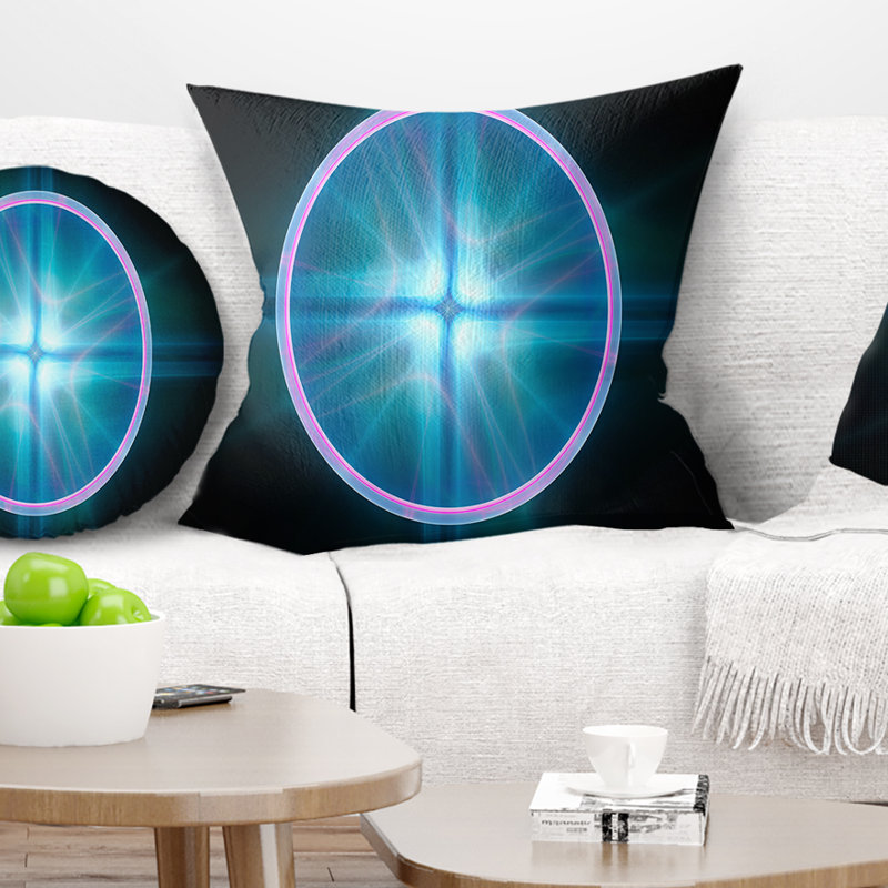 Blue Sphere of Cosmic Mind - Coussin imprimé abstrait, 16 po x 1 po, Coussin décoratif