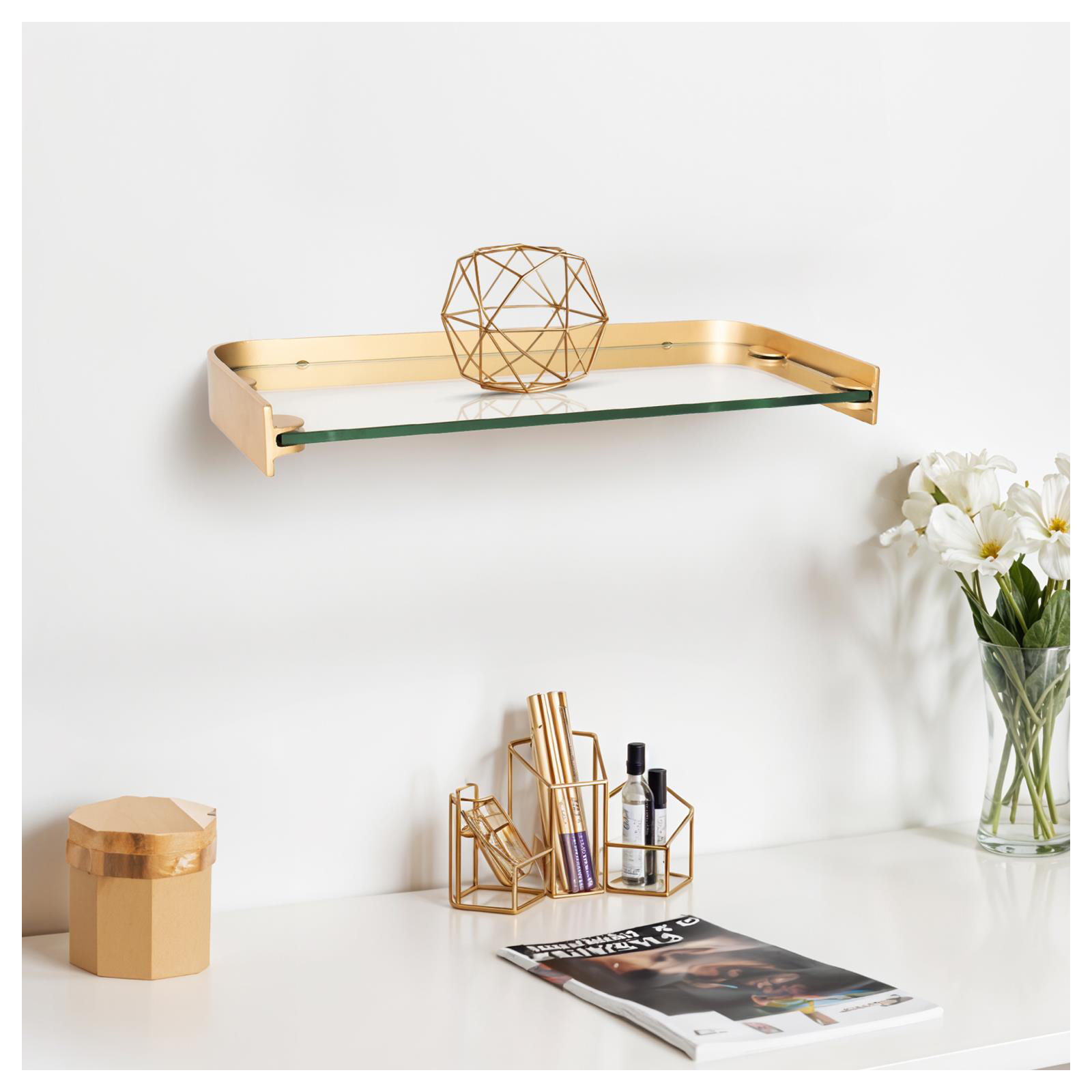 Esteban Glass and Metal Shelf
