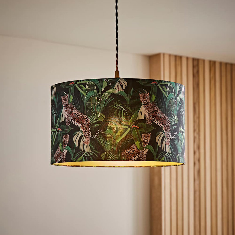 Alyssa 20cm H Linen Blend Drum Lamp Shade ( Slip-On ) in Green