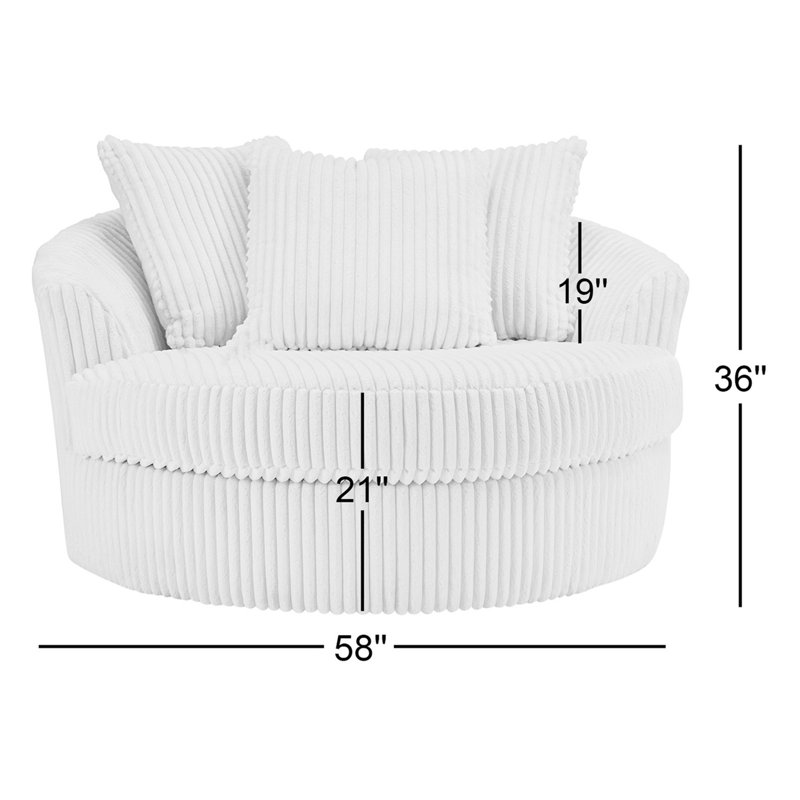 Larges capitonnés 58 po Lindyn, Polyester blanc