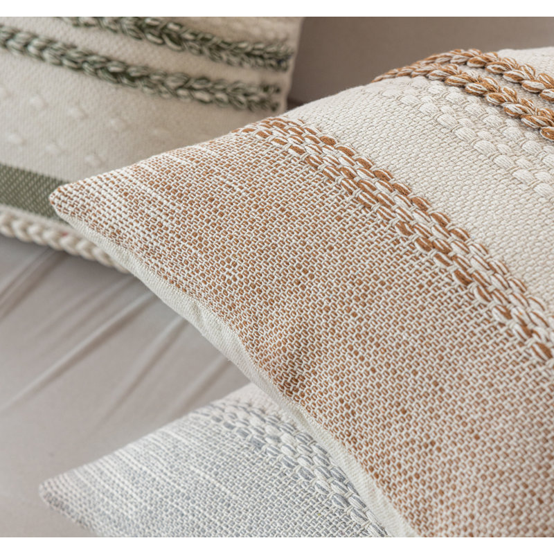Eden Grove Boho Woven Textured Throw Pillow  18" x 18", Light Gray/White, Polyester