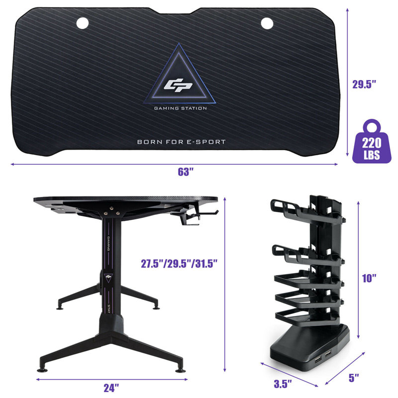 Azul Adjustable Metal Base Computer Table