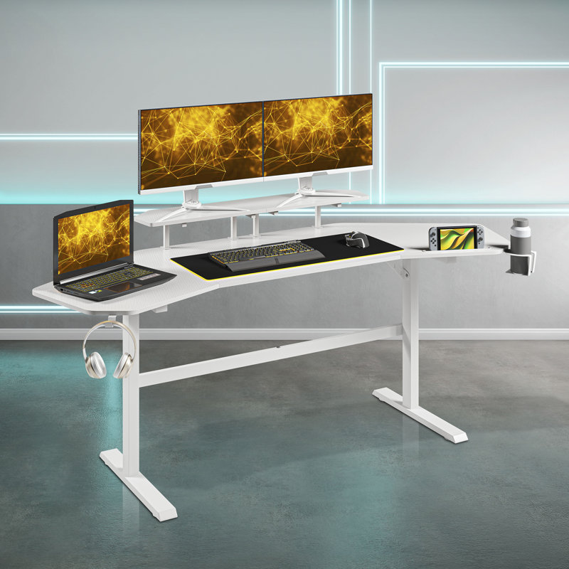 Bureau de jeu Inbox Zero TS911D avec tablettes et porte-accessoires, Blanc