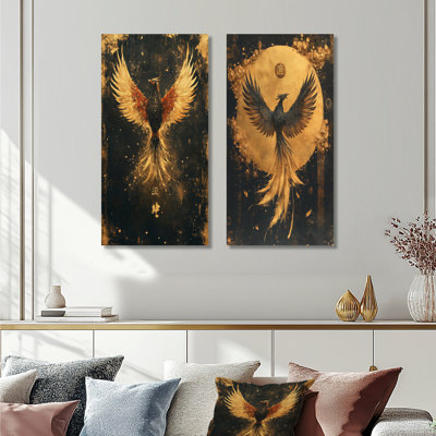 Phoenix Emblem I - Phoenix Wall Art 2 Pieces Set