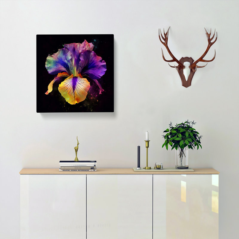 Iris Flower Digital Art - Print, 50cm H x 50cm W x 3cm D